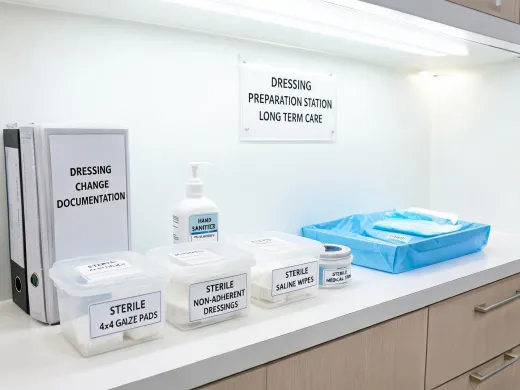 Long term care dressing station
